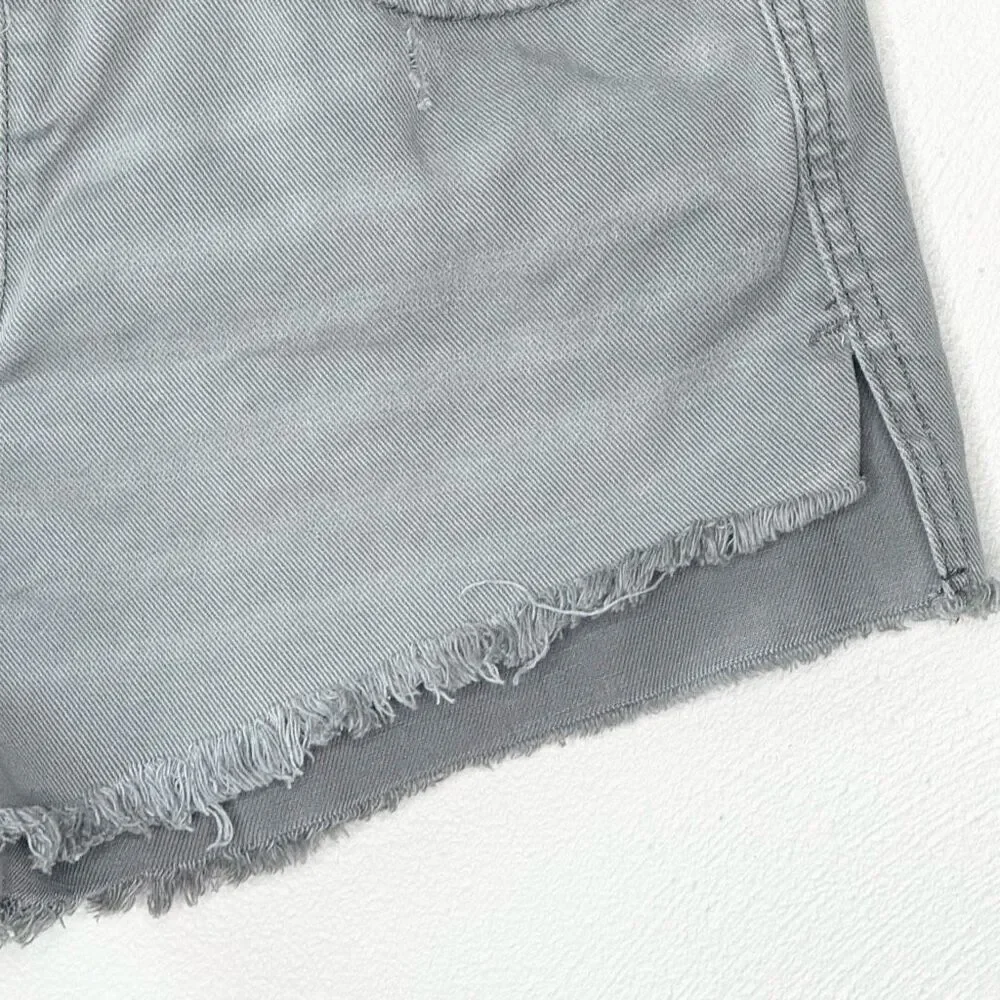 Free People Slate Blue Button Fly Cut Off Shorts - Women’s US 27